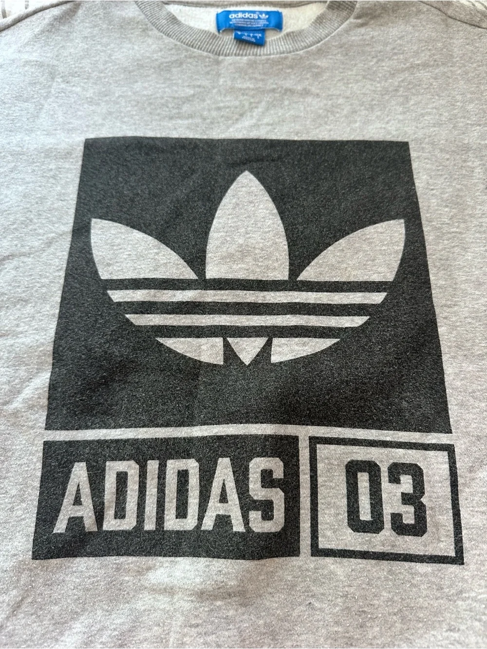 adidas Gray Trefoil Box Logo Crewneck Sweatshirt